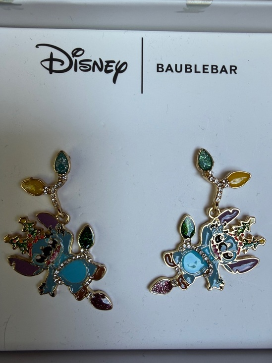 Disney Baublebar Jewelry - Disney BaubleBar Multicolor Stitch Enamel Drop Earrings NIB